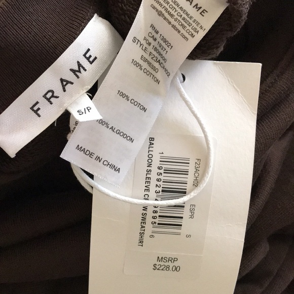 Frame balloon sleeve sweatshirt S New - Picture 16 of 16